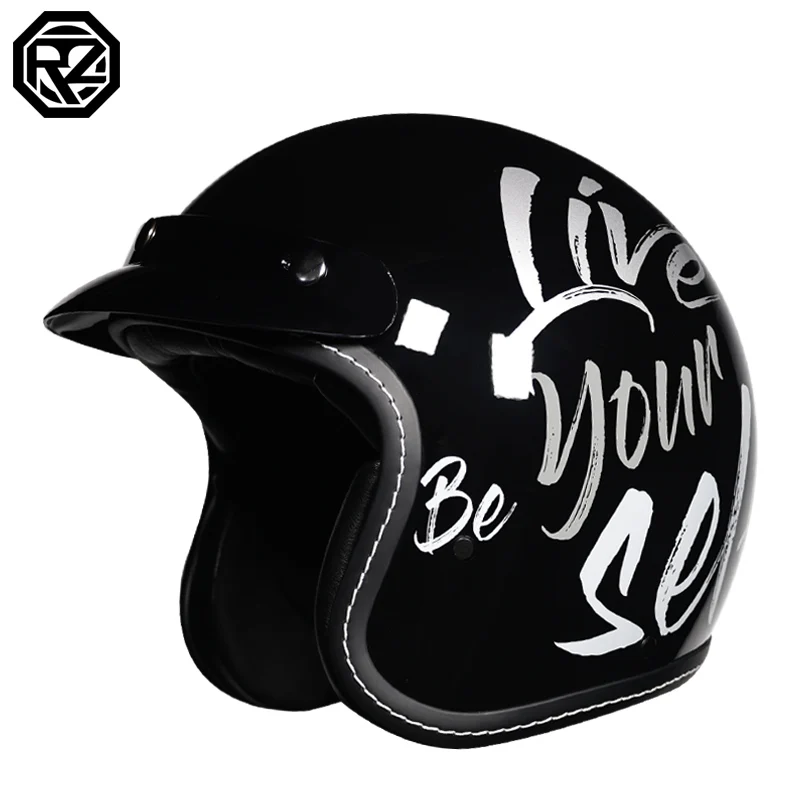 ORZ motorcycle helmet for men and women 3C certification 3/4 helmet retro half helmet motorcycle commuting for all seasons