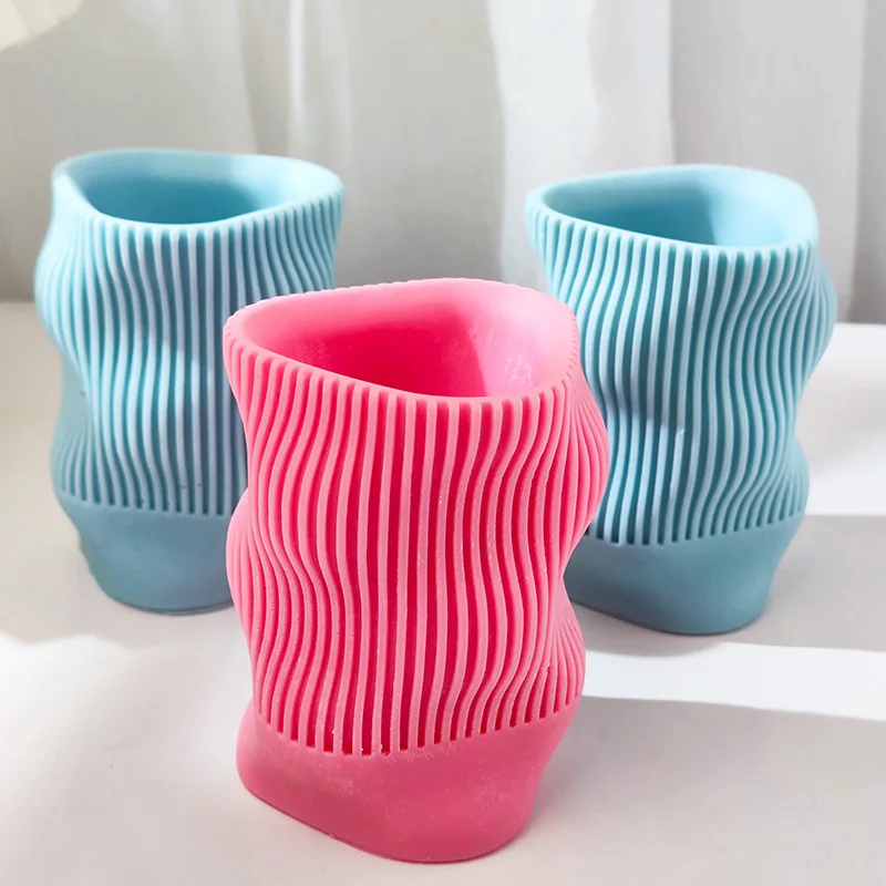 

Water Ripple Pencil Silicone Aroma Plaster Mold, DIY Cement Vase Mould, Handmade Scented Candle Tool Supplies, New Arrivals