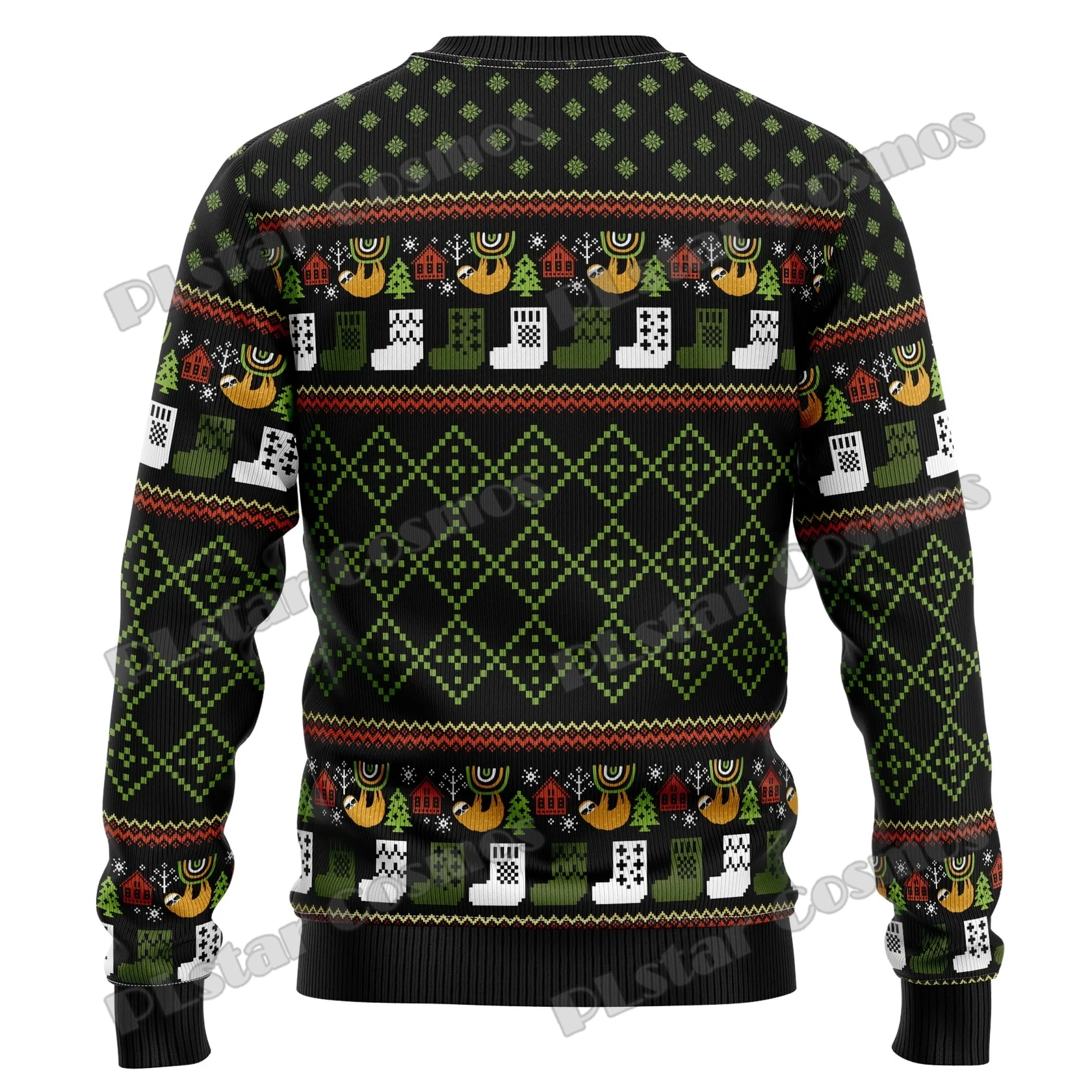 PLstar Cosmos Sloth Light Pattern 3D Printed Men\'s Ugly Christmas Sweater Winter Unisex Casual Warm Knitwear Pullover MY35