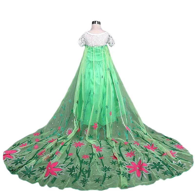 4-10 Years Anna Elsa Dress Girls Snow Queen Elsa Anna Costume Kids Halloween Cosplay Princess Dress Girls Summer Long Dresses