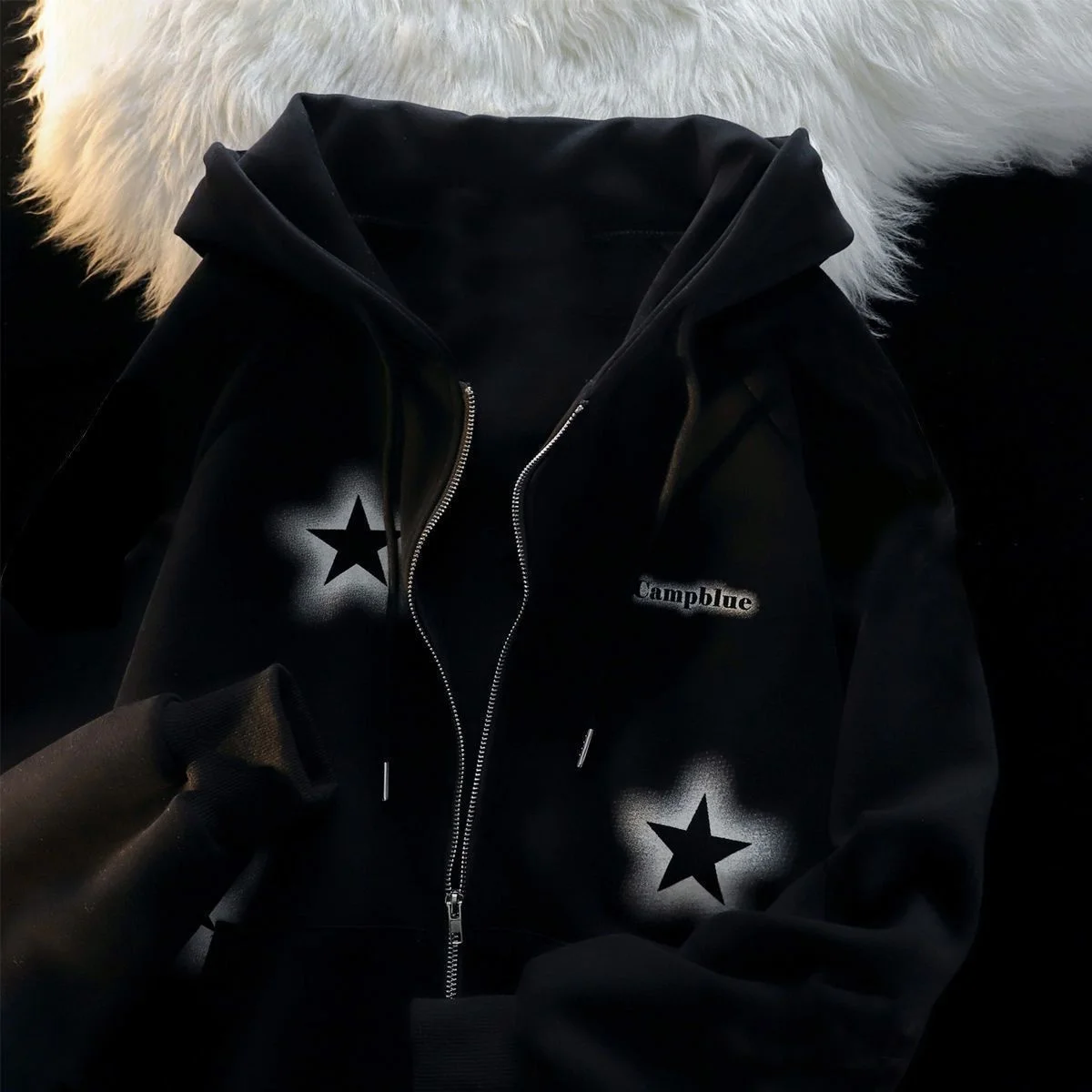 새로운 핫 레트로 그래피티 스타 프린트 후드 지퍼 코트 컬렉션 봄 가을 캐주얼 패션 트렌드 다용도 레이지 윈드