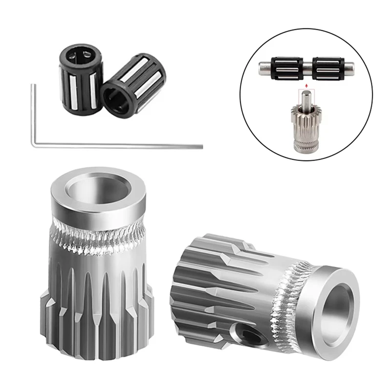 1Set Hardened Dual Drive Gears Kit for Bowden Direct Extruder 1.75mm for Ender 3 CR10 MK8 3D Printers Accessories 3:1 Speed Rate