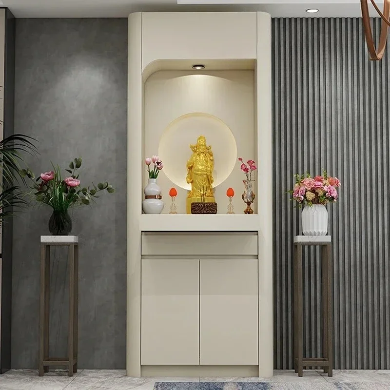 Buddhist niches  Chinese-style vertical cabinets modern light luxury shrine cabinets solid wood Buddhist niches serving tables