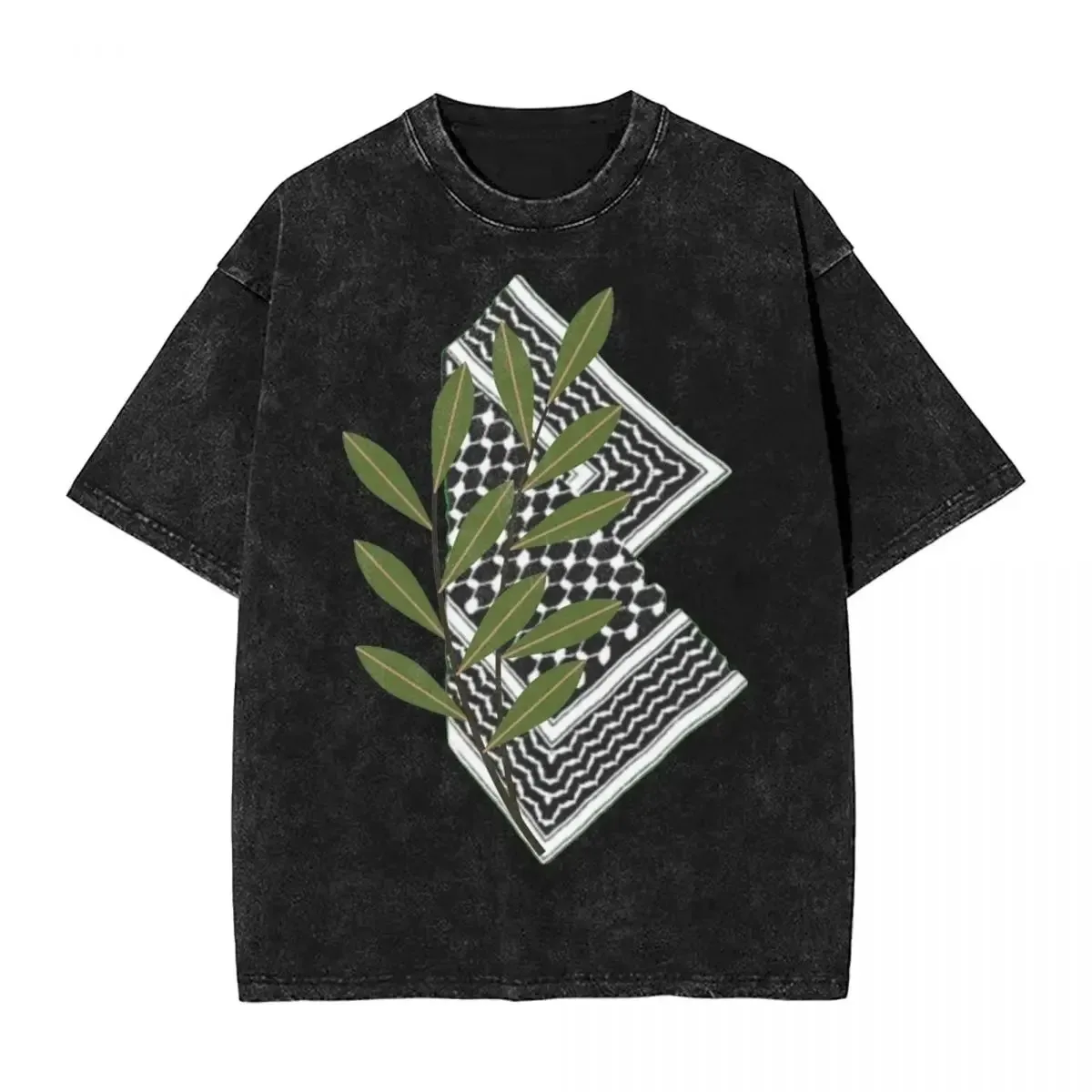 Washed T Shirt Palestine Palestinian Hatta with Olive Branch Hip Hop T-Shirt Harajuku Cotton Summer Tops Tee Shirt for Men Women