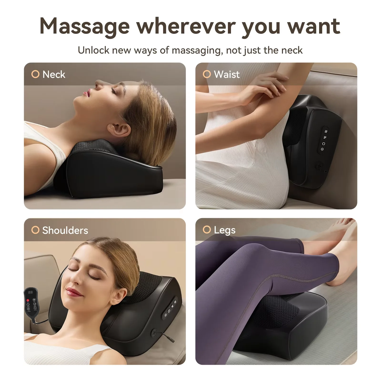 Factory Neck Massage Pillow Cervical Massager Waist Back Shoulder Shiatsu Kneaded Multifunctional Hot Compress Relaxation Gift