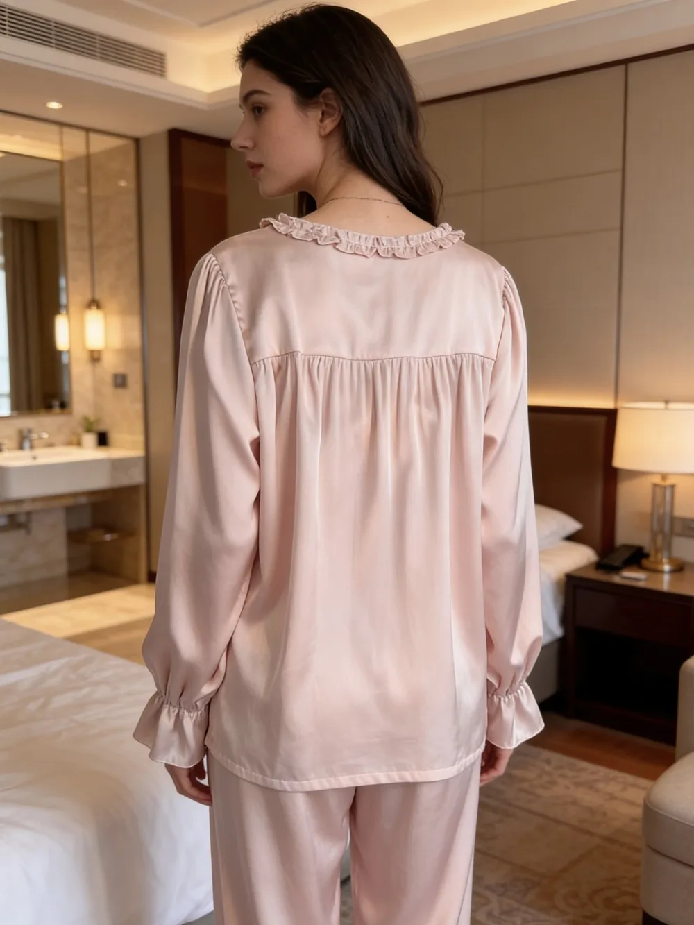 Thin Long Sleeve Pajama Set 2 Pcs Lounge Wear Loungewear Set for Spring Autumn New Sleepwear Pijamas Long Sleeve Home Clothes