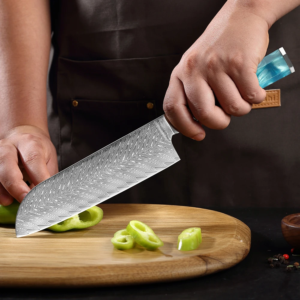 Damascus Steel Knife Super sharp Santoku Knife Japanese Chef's Knife Kitchen Cooking Knife Genuine Ladies Small Vegetable Knife