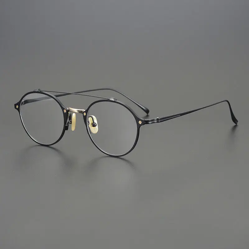 Round Double Beam Pilot Designer Glasses Frame Handmade Retro Pure Titanium Men Women Eyelasses Frames Designer Spectacle Frames