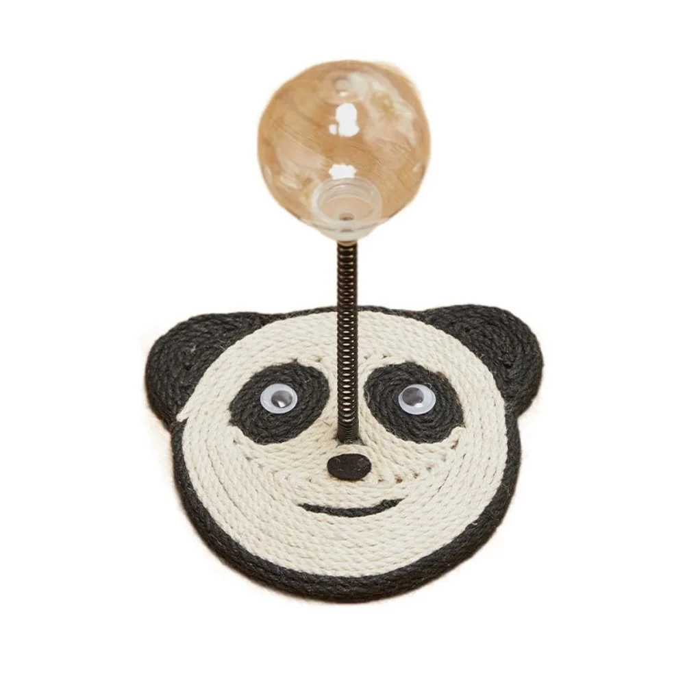 

Cartoon Cat Treat Ball with Scratcher Spring Stand Clear Ball Pet Interactive Feeder Sisal Base Self Play