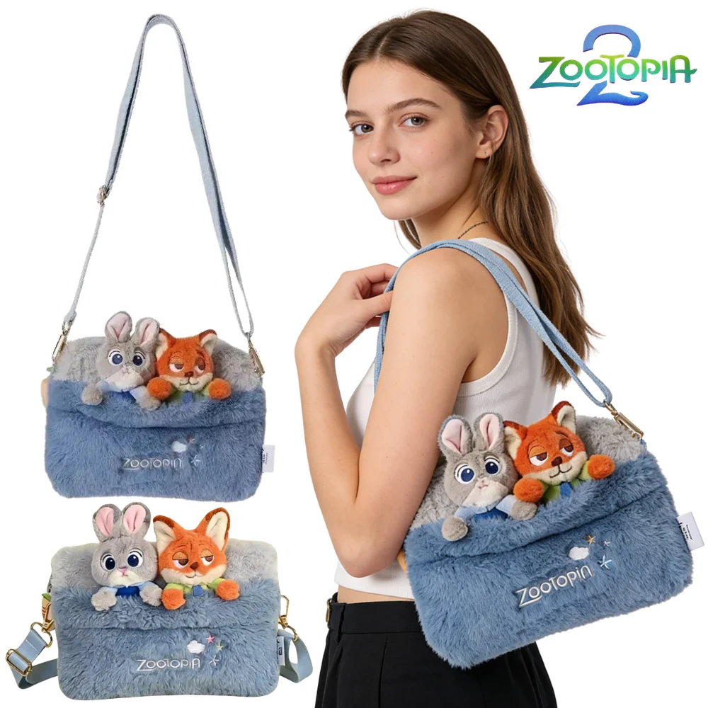 

Disney Zootopia 2 Anime Crossbody Bag Cartoon Judy Nick Doll Large Capacity Hand-Held Backpack Gifts Shouder Bag Zipper Handbag