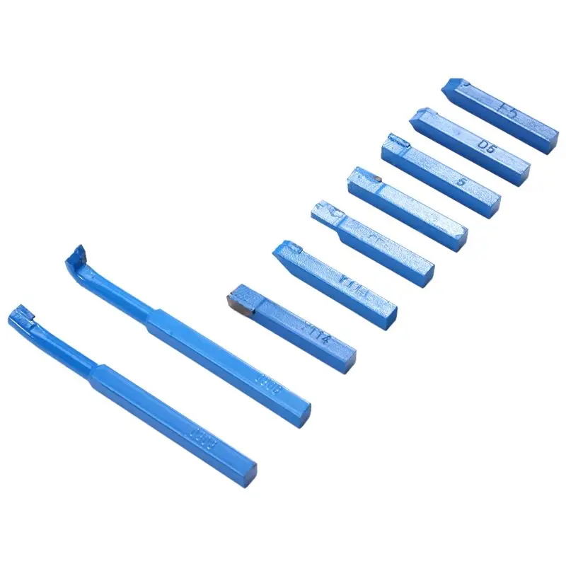 AS94-Blue Brazed Carbide Lathe Turning Tool Set, 9 Pcs 8X8 Mm Square Shank Drill Bits