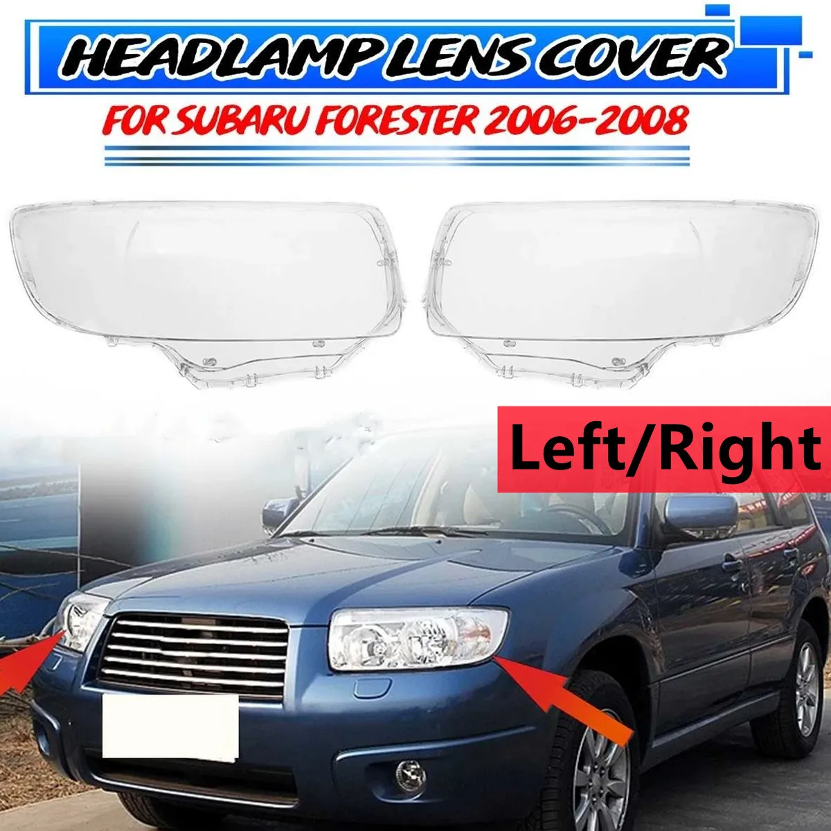 

L/R прозрачная фотолампа для Subaru Forester 2006 2007 2008, чехол для автомобильной фары, прозрачный абажур