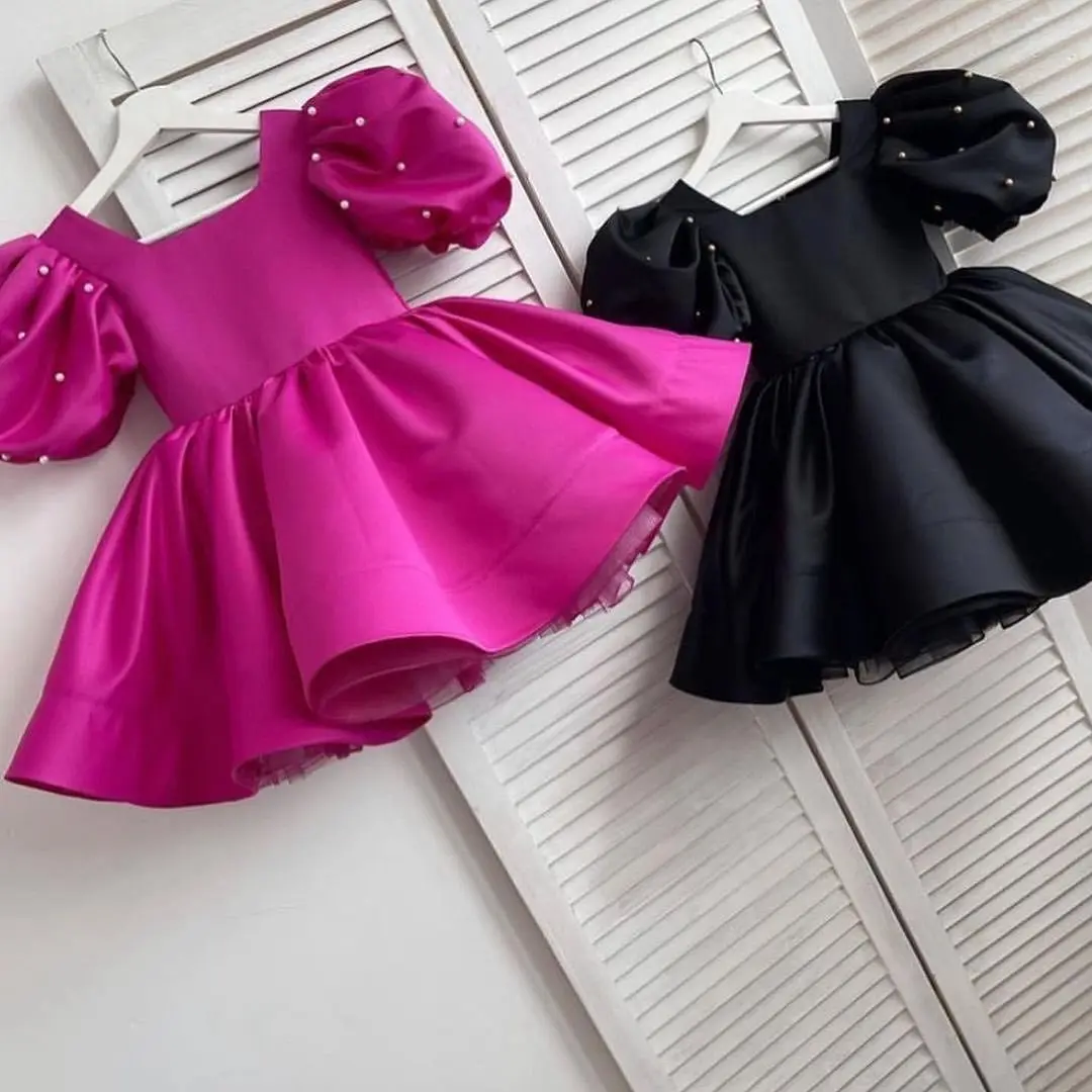

Puffy Custom Color Flower Girl Dress Pretty Princess Dress First Communion Dress Puffy Sleeves Girl Wedding Party Dress