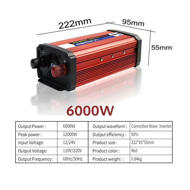 4000W 5000W 6000W Inverter sinusoidale modificato DC 12V/24V a AC 110V/220V trasformatore di tensione convertitore di potenza Inverter solare USB