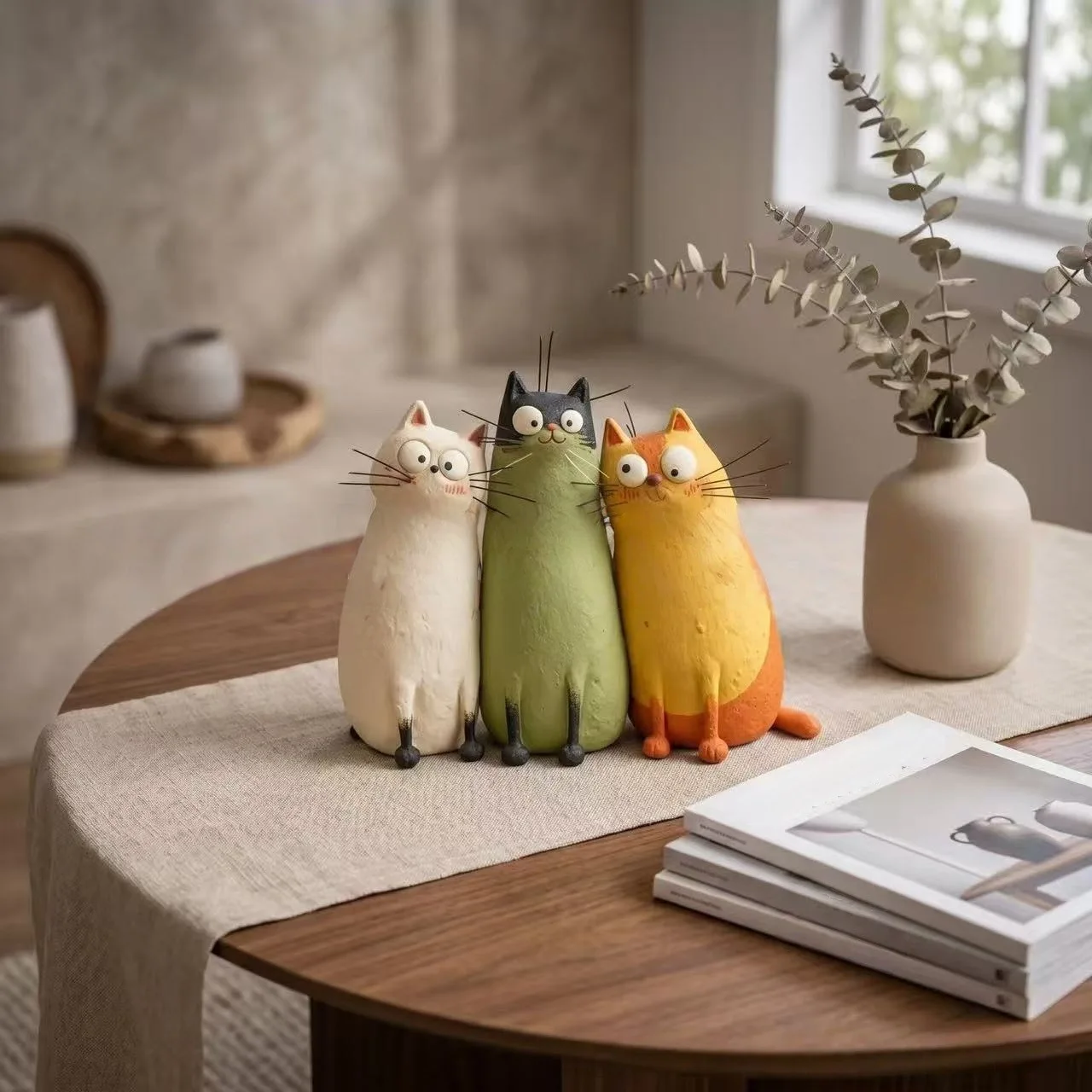 Quirky Cat Vase Resin Figurine Cute Weird Cat Shape Flower Pot Creative Desktop Home Decor Ornament  Tabletop Decoration Gift