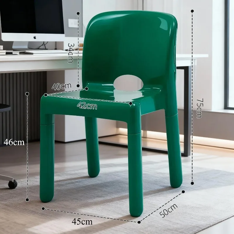 Nordic Chair Simple Living Room Chairs Space-Saving Stackable PP Chair One-Piece Molding for Dining Room Small Space Adaptation