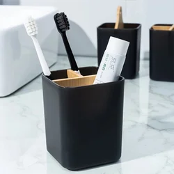 Bamboo Toothbrush Holder Naturally Eco Friendly Toothbrush Caddy Bathroom Antibacterial Toothbrush Pot Tumbler Easy Storage