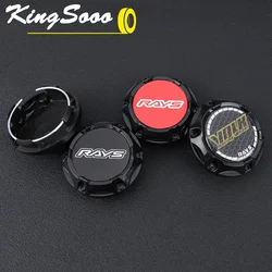 4PCS JDM Sport Rim Cap Clip 56mm VOLK RAYS Emblem Sticker Wheel Center Caps Hub Cap Black & Silver