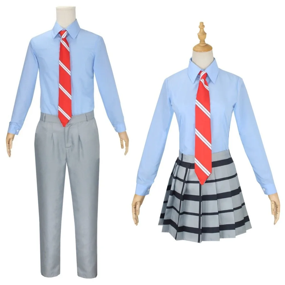 Your Lie in April Miyazono Kaori Cosplay Costumes Arima Kousei Pants Coat Jacket Skirt School Uniform Men Girls Halloween Suit