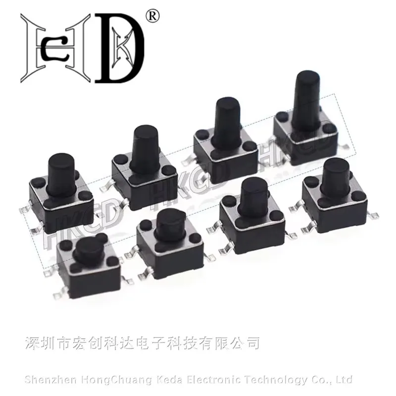 10PCS-Tact Switch SMD Micro Switch 4.5 X4.5 X3.8-8MM 4Pin Vertical Patch High-temperature resistant Tactile Push Button Switch
