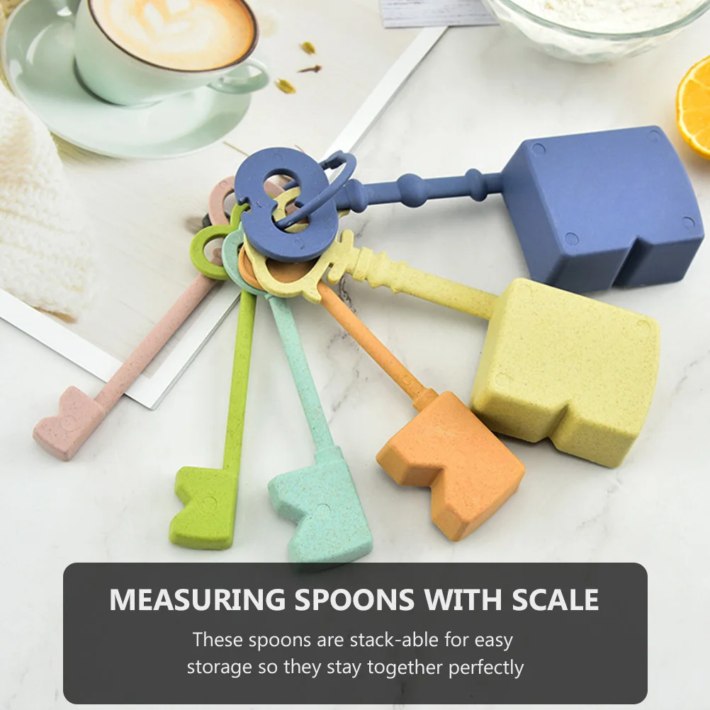 

6pcs Measuring Spoons Set Plastic Kitchen Tools With Scale For Baking Cooking Dry Ingredients Stackable Design With