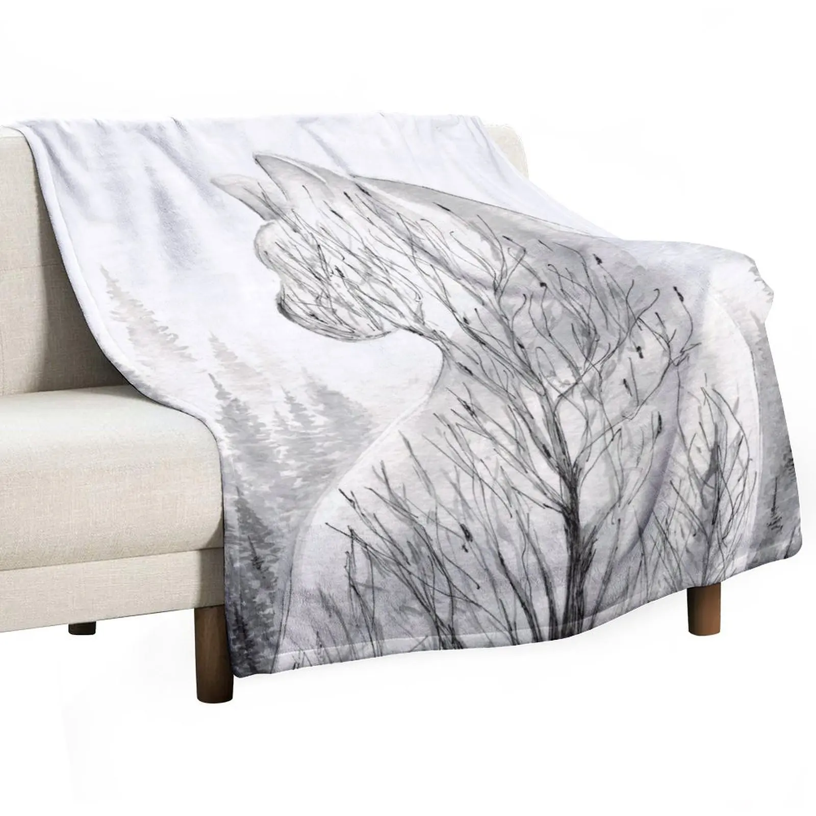 

White cat, double exposure Throw Blanket Decorative Sofas manga Blankets Sofas Of Decoration Blankets