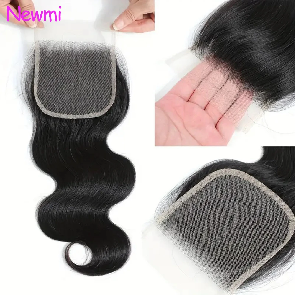 

Newmi 4x4 Lace Closure Body Wave Closure 12A Brazilian Virgin Remy 100% Human Hair Pre Plucked with Baby Hair For Women