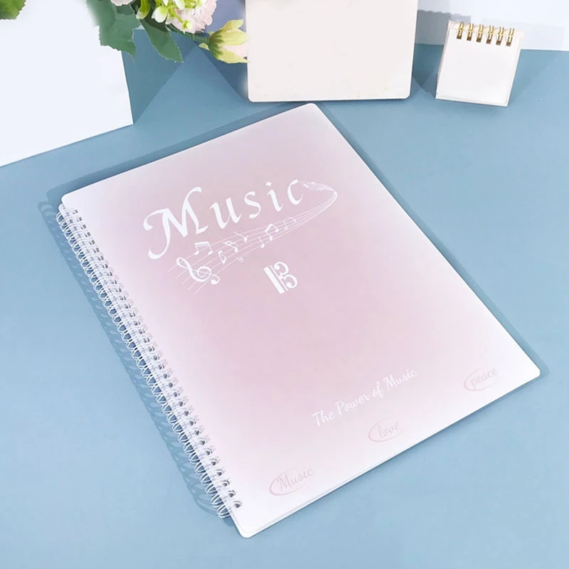 Sheet Music Folder, 40 Pages, Sheet Music/Holder,Fits Letter Size A4, Choir Folder Easy To Use ,Gradient Pink