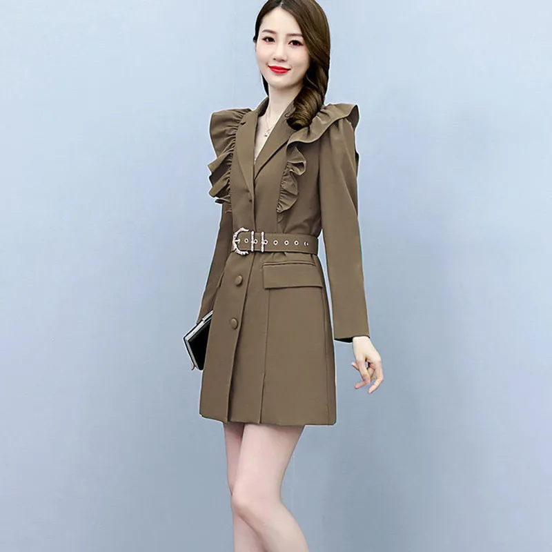 Trench vert pour femmes, vêtements d'extérieur coupe-vent, simple boutonnage, coupe-vent femme, mode décontractée, sens du design, printemps, Aut