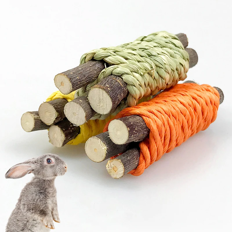 Juego de Juguetes Para masticar Conejos y hámster, cuidado de dientes molares Para Mascotas, ratas, conejillos de indias, rama de madera, 3 piezas
