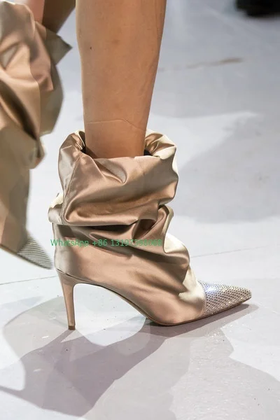 سيدة أشار تو بلينغ حجر الراين مطوي تصميم الأحذية T تظهر مشروط العجل أحذية مثير أنيقة فستان صيفي الأحذية حجم 43