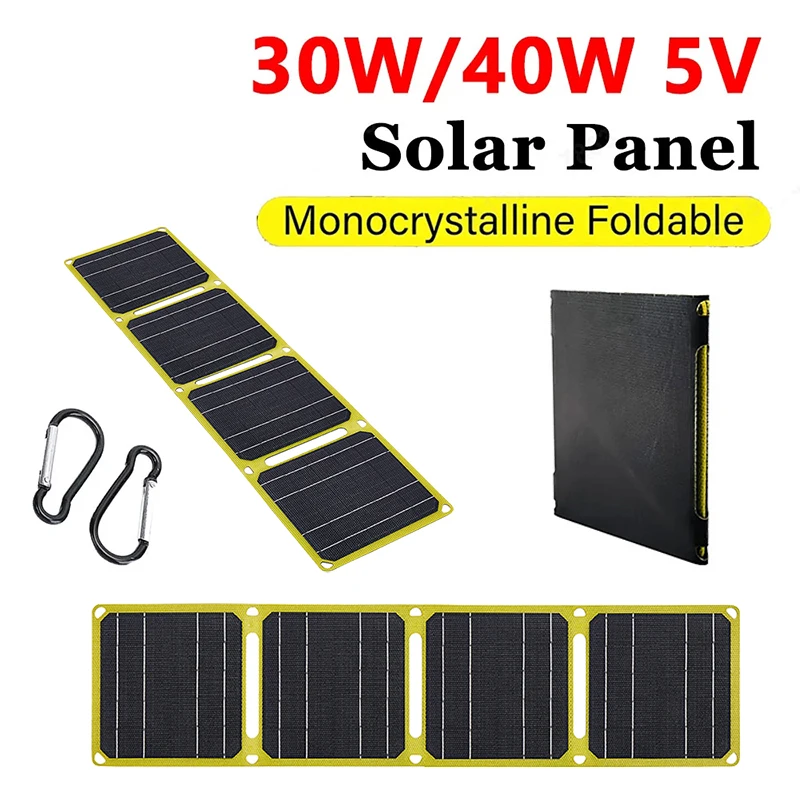 30W 40W Foldable Solar Panel Dual USB +DC Solar Cell Portable Folding Waterproof Solar Charger Outdoor Mobile Power Bank Charger