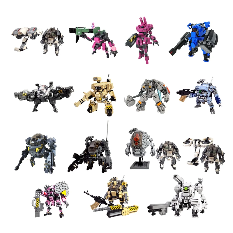 MOC Series Fantasy Robot Assemble Toy Little Action Figure Building Block Brick Puzzle Model Children Education Christmas Gifts