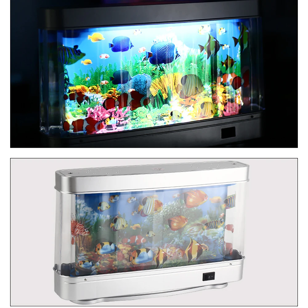 Artificial Tropical Fish Tank Lamps Aquarium Decorative Night Light Dynamic Virtual Ocean Dynamic LED Table Lamp Cute Room Decor