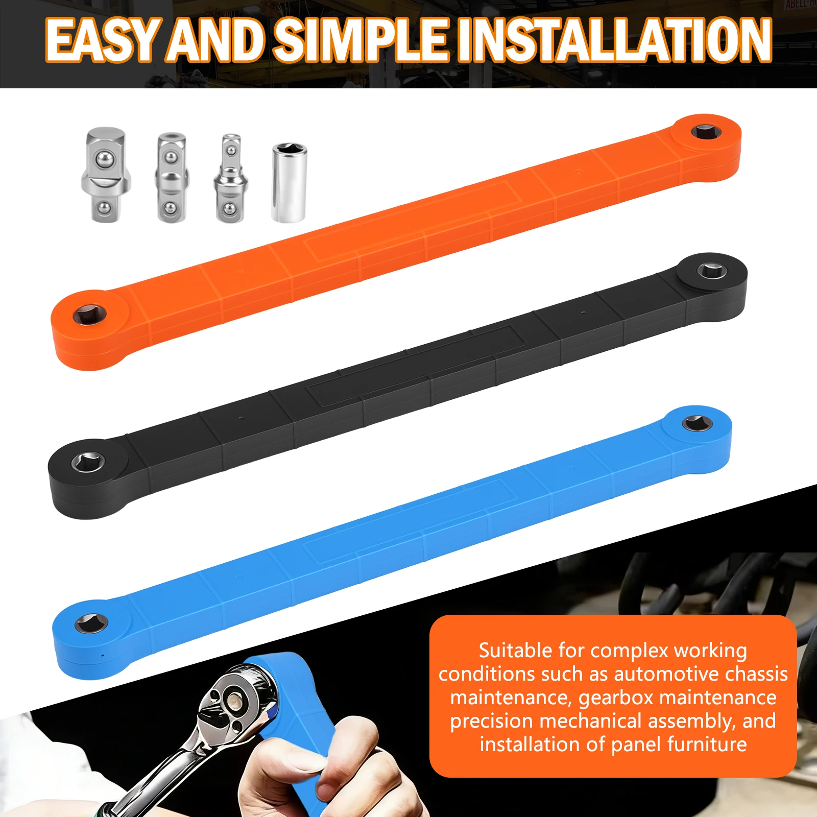 

Набор удлиненных гаечных ключей из углеродистой стали с адаптерами 1/4, 3/8, 1/2 дюйма для автомобилей