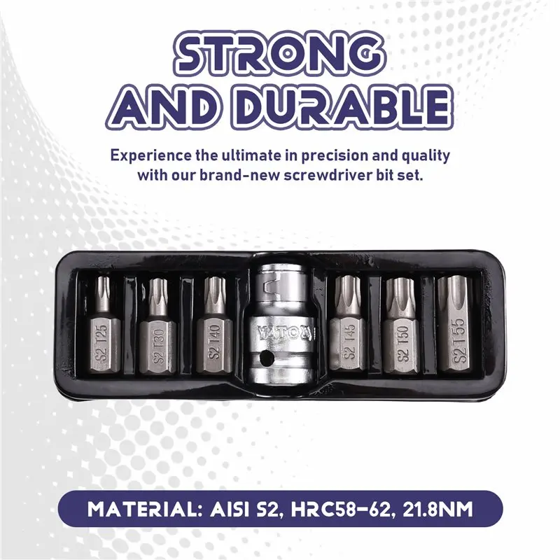 ABVJ-For Spline Torx Hex RIBE L30mm S2 7 قطعة/المجموعة 1/2 "إلى 3/8" تحويل كم 2024 جديد 10 مللي متر مفك بت مجموعة 0410