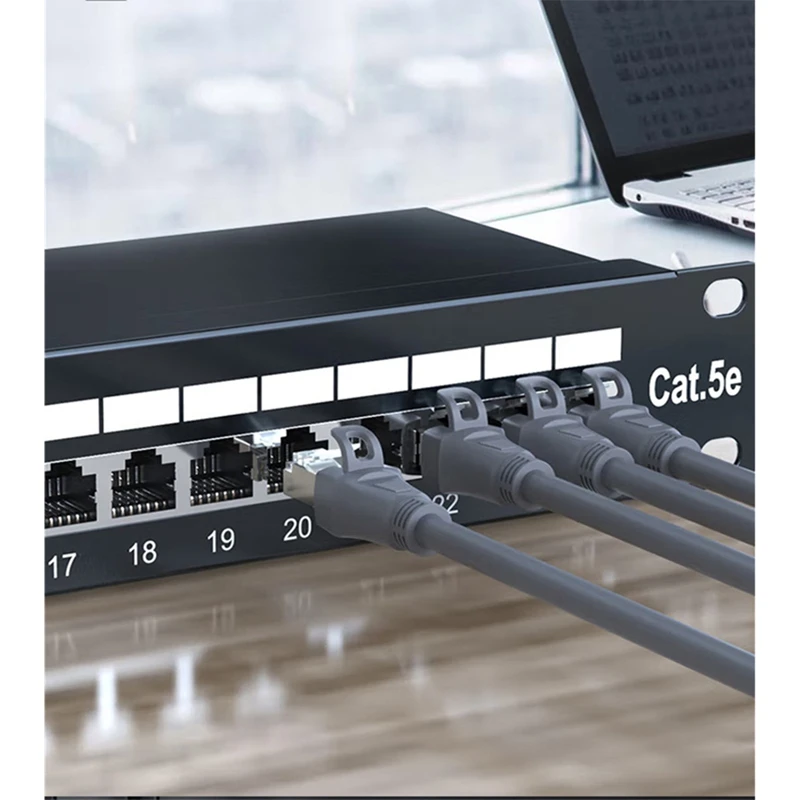 24 Ports Cat 5e Network Patch Panel Rack Mounted 19 Inch RJ45 Port Shielded-A86Z