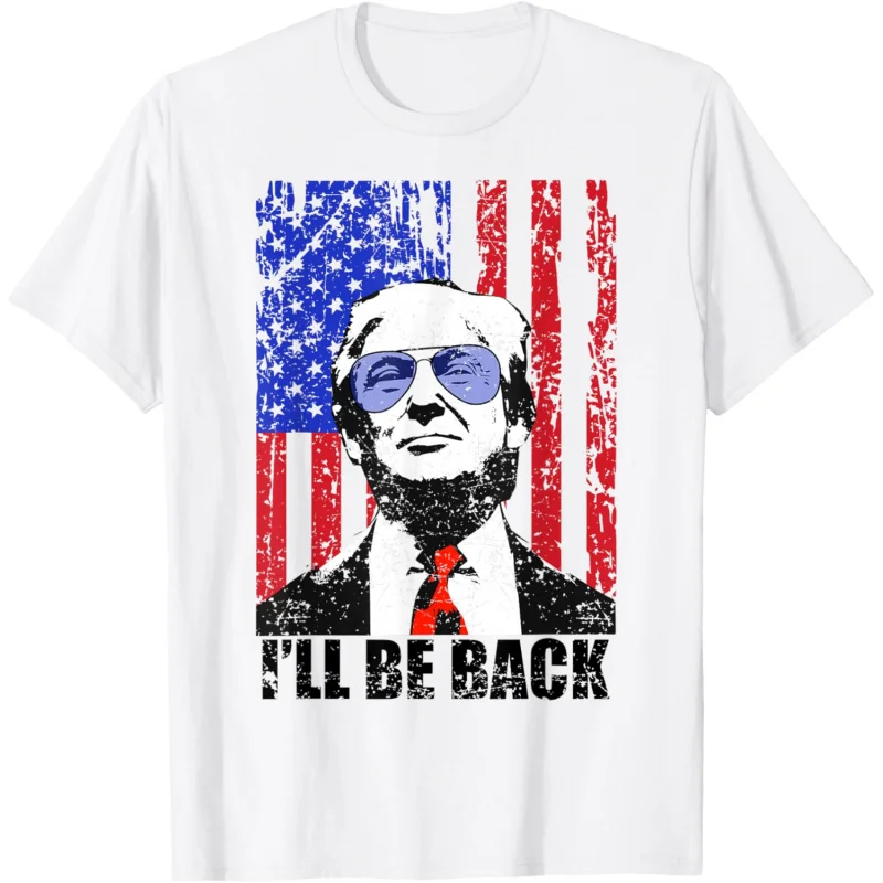 Men's and Women's Sports and Leisure New Fashion I Will Come Back Fun Quotes Trump July 4, 2024 T-shirt