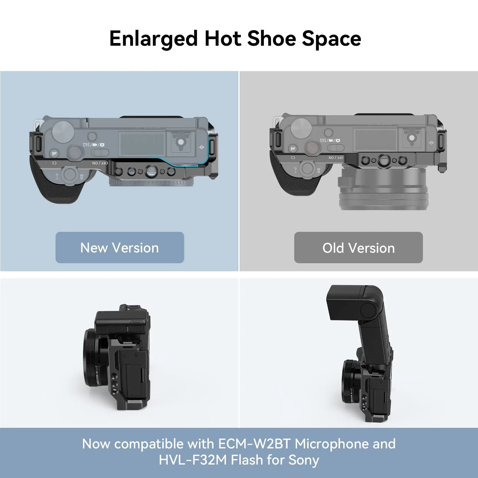 (Upgraded Version) SmallRig ZV-E10 Cage with Silicone Handle with Cold Shoe and Quick Release Plate for Sony ZV-E10 - 3538B