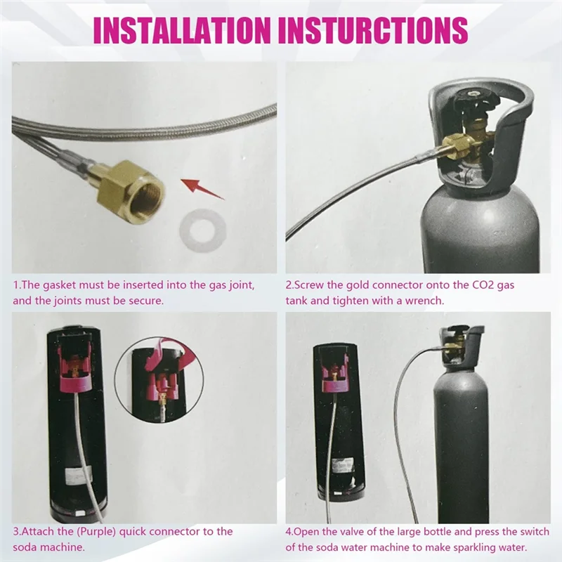 

【Superdeals】Soda Machine Co2 Adapter Quick Connector Adapter Hose,60 Inch For Co2 Storage Tanks For Terra DUO Art Gaia Series CG