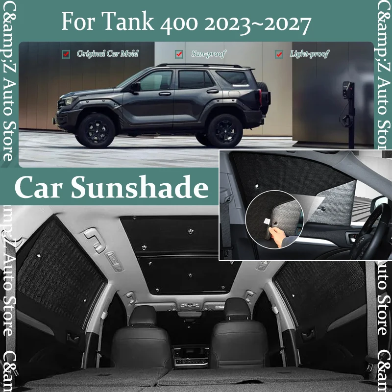 Car Sun Visors For Tank 400 Hi4-T PHEV 2023 2024 2025 2026 2027 Anti-UV Window Sunshade Pads Windshields Covers Auto Accessoires