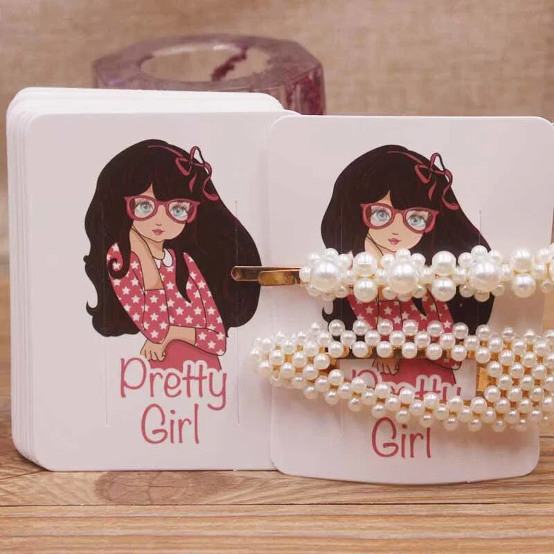 50 PC 7x9cm Kraft Paper Black and White Color Jewelry Packaging Hairpin Card White Paper Hairpin Display Card Label