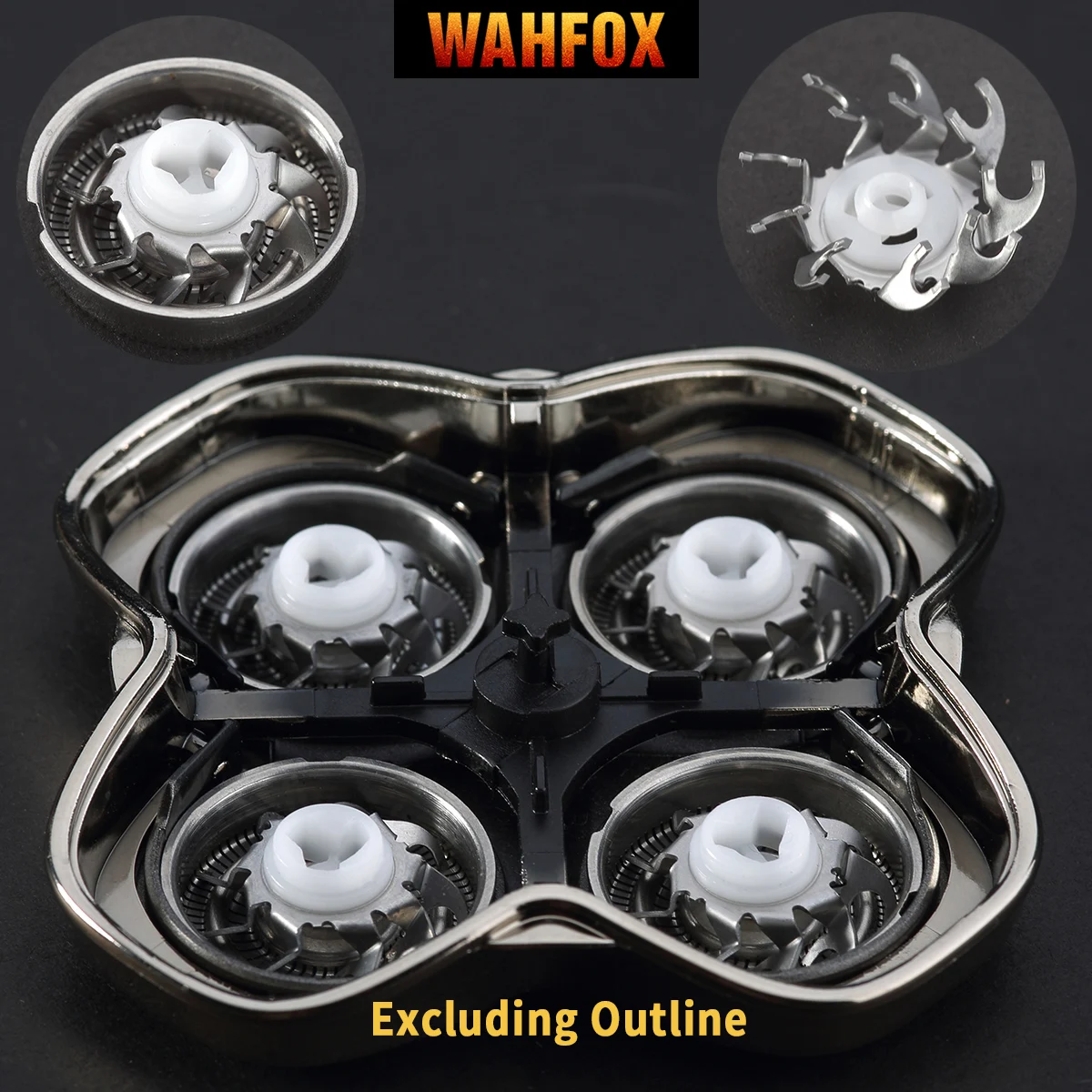 WAHFOX 4 PCS Lâminas de Substituição de Barbeador Para Crânio Pitbull Carver PRO 4 Cabeça Lâmina de Substituição Fit SKULL SHAVER HEAD