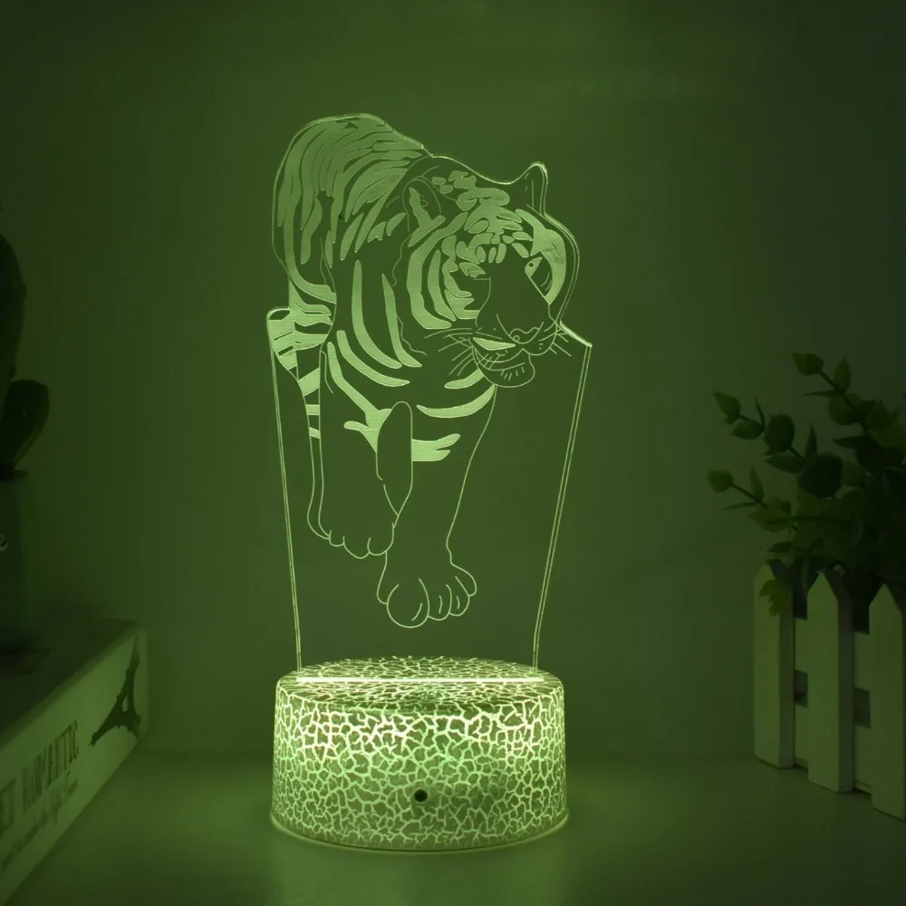 3D Lamp Illusion Tiger Night Light Decor 7 Colors Changing Kids Bedside Lamps Bedroom Home Decoration Christmas Birthday Gifts