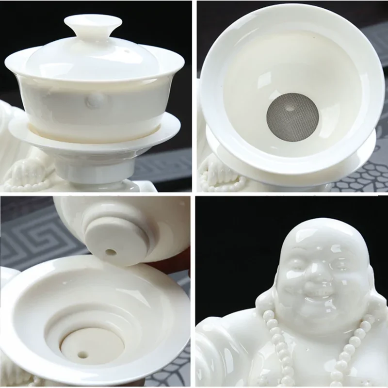 Imagem -03 - High Grade Chinese Buddha Tea Grupo Automatic Bone China Teapot Kung fu Tea Conjunto para Pessoas