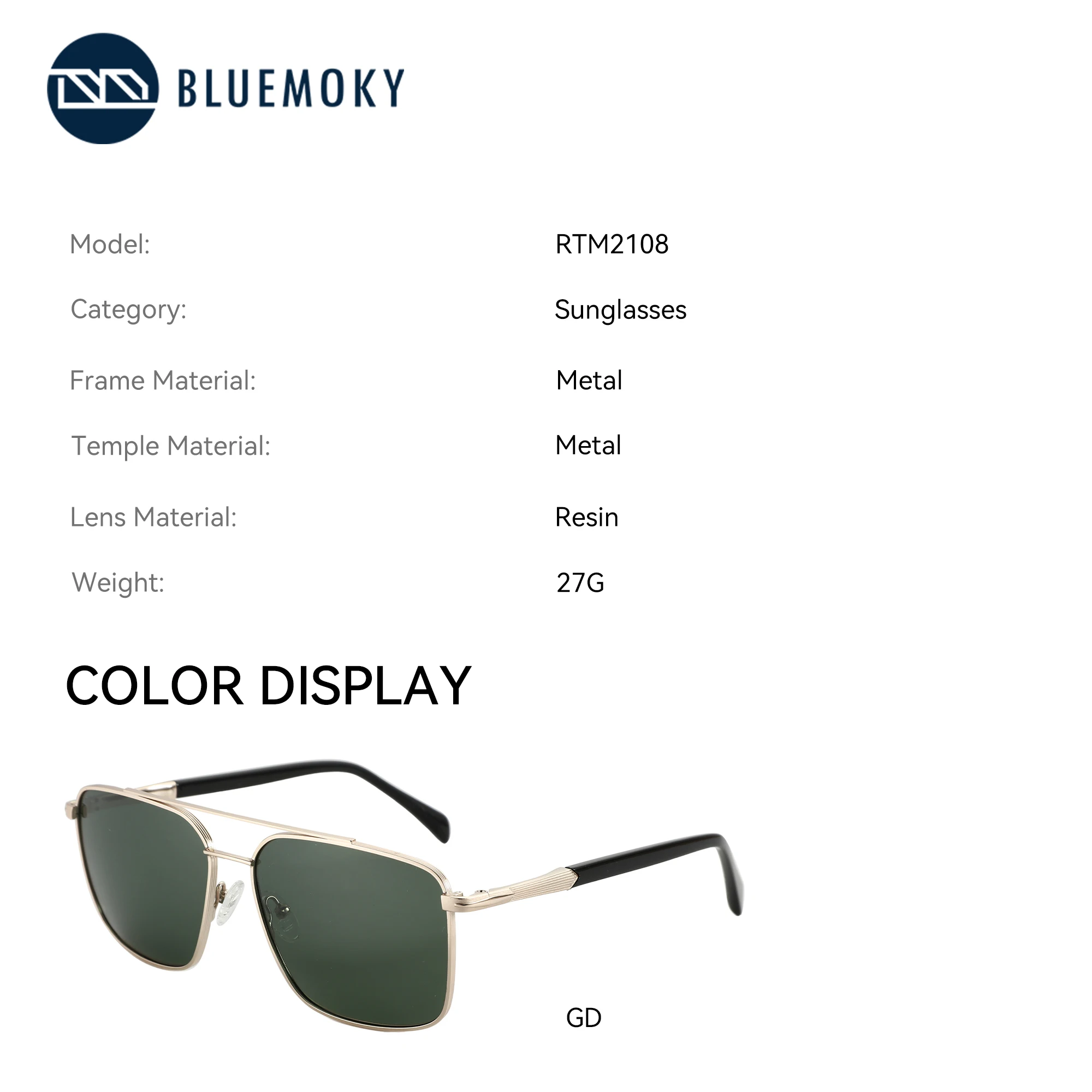 BLUEMOKY L Size Fashion Metal Aviator Prescription Sunglasses Men Progressive UV400 Polarized Myopia Sunglasses Man