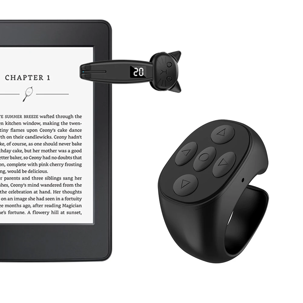 E-reader controlador bluetooth-compatível 5.3 dispositivo de tela do telefone aplicativos velocidade clicker anel para tiktok para kindle paperwhite