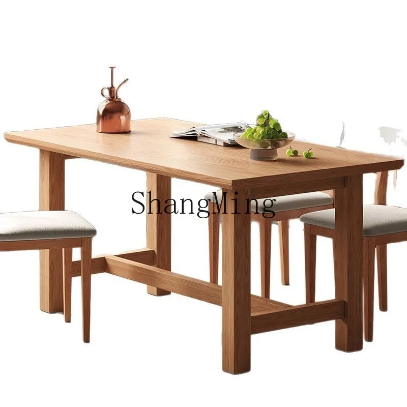 SM all solid wood dining table four chairs combination rectangular negotiation large board table log wind dining table