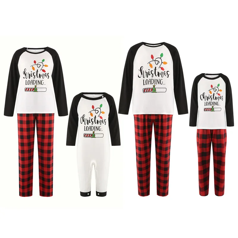 

Xmas Matching Pajamas Set Vibrant Christmas Lights Design on Cozy Long Sleeve Tops and Pants for the Whole Family