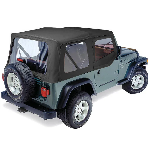 Soft Top with Tinted Windows with Door Skins for 97-06 Jeep Wrangler TJ